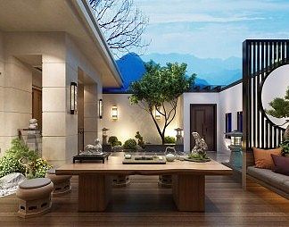 新中式茶室3D模型下载