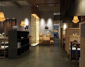 新中式餐厅3D模型下载