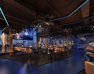 工业LOFT酒吧3D模型下载