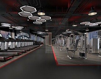 工业LOFT健身房3D模型下载