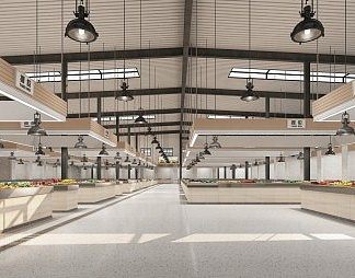 工业LOFT菜市场3D模型下载