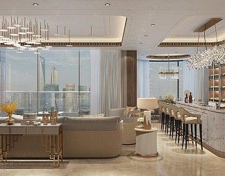 后现代客餐厅3D模型下载