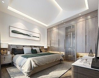 新中式卧室3D模型下载