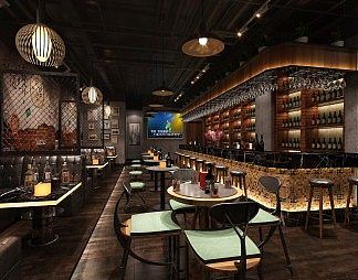 工业LOFT酒吧3D模型下载