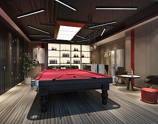 现代台球室3D模型下载