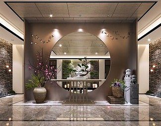 新中式门厅3D模型下载