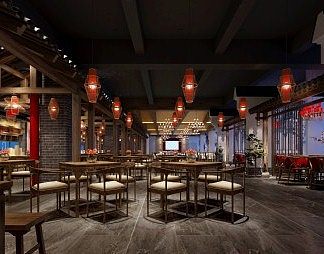 中式餐厅3D模型下载