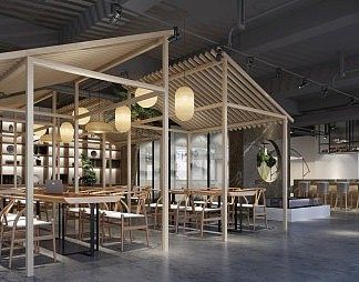 工业LOFT餐厅3D模型下载