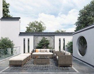 新中式庭院3D模型下载