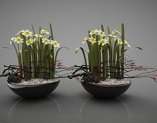 新中式盆景3D模型下载
