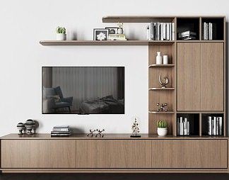 北欧电视背景柜3D模型下载