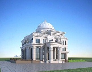 欧式独栋别墅3D模型下载