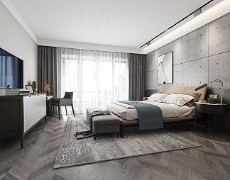 工业LOFT卧室3D模型下载