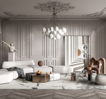 现代轻奢侘寂风客厅