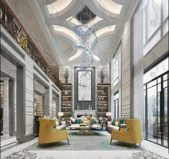 简欧复式别墅客厅