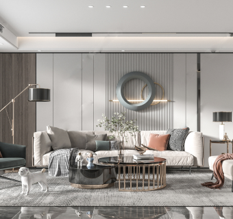 现代轻奢侘寂风客厅