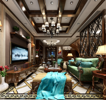 欧式美式别墅客厅