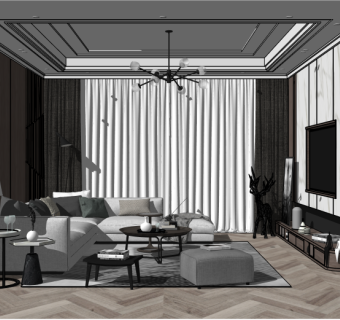 现代轻奢客厅 港式简约