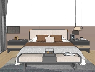 新中式卧室 双人床