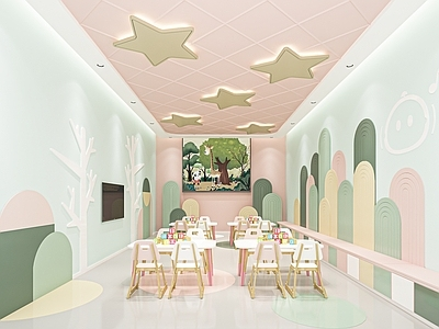 现代幼儿园教室 儿童娱乐教室 阅读