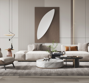 现代轻奢侘寂风客厅