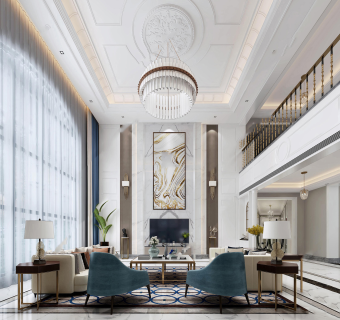 简欧复式别墅客厅