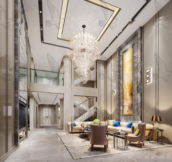 简欧复式别墅客厅