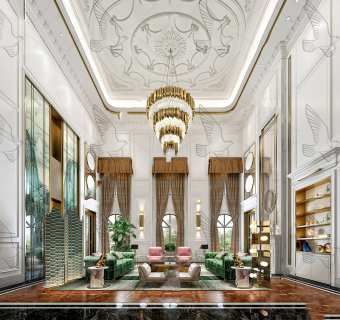 简欧复式别墅客厅