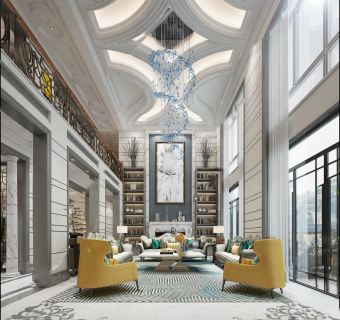 简欧复式别墅客厅