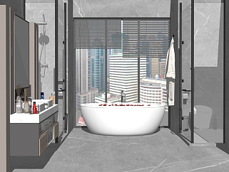 现代家居卫生间 浴缸洗手台组合