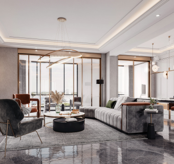 现代轻奢侘寂风客厅