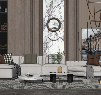 现代轻奢风格客厅 沙发茶几组合