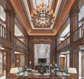 中式简欧别墅客厅