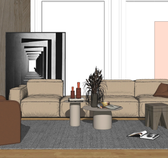 现代客厅 沙发茶几组合