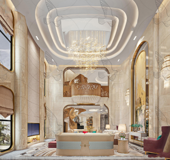 简欧复式别墅客厅