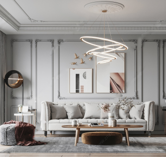 现代轻奢侘寂风客厅