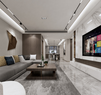 现代轻奢侘寂风客厅