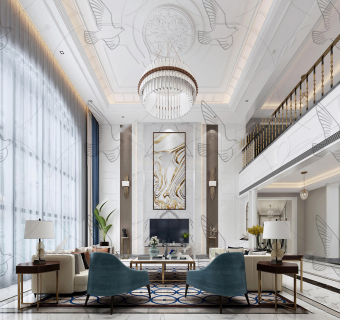 简欧复式别墅客厅