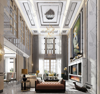 简欧复式别墅客厅