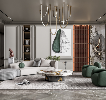 现代轻奢侘寂风客厅