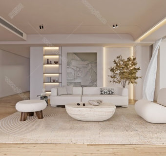 侘寂风客厅_沙发茶几