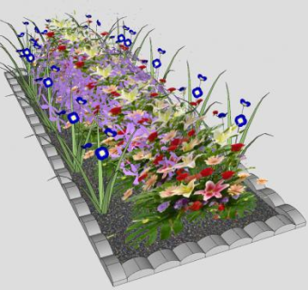 花坛花圃观赏植物SU模型下载_sketchup草图大师SKP模型