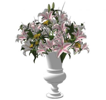 香水百合花钵SU模型下载_sketchup草图大师SKP模型