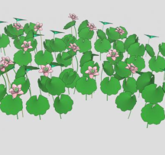 荷叶莲花池塘植物SU模型下载_sketchup草图大师SKP模型