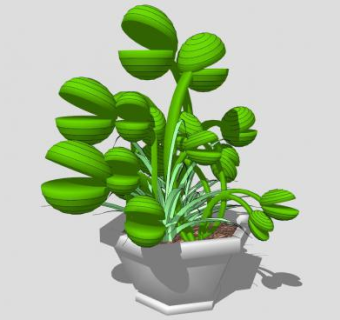 卡通食人花植物花盆SU模型下载_sketchup草图大师SKP模型