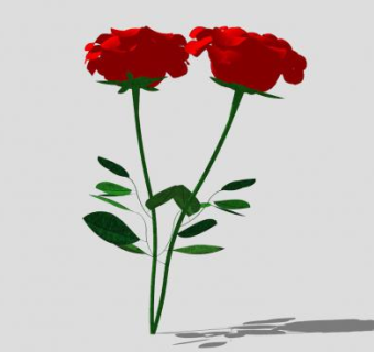 两只玫瑰花SU模型下载_sketchup草图大师SKP模型