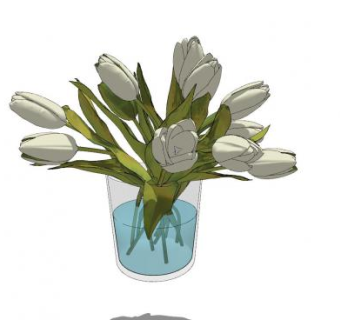 观赏花瓶花卉SU模型下载_sketchup草图大师SKP模型