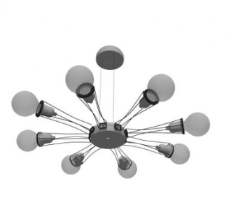 工业风八爪吊灯SU模型下载_sketchup草图大师SKP模型