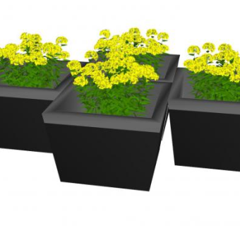 黄花花盆花草植物SU模型下载_sketchup草图大师SKP模型