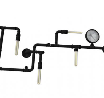 工业风水管壁灯SU模型下载_sketchup草图大师SKP模型